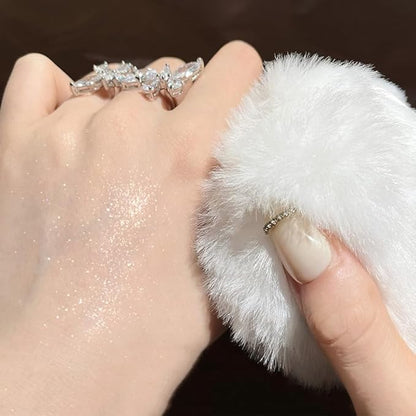 Highlight Glitter Powder Ball,White Shimmer Highlighter Makeup Powder Various Occasions