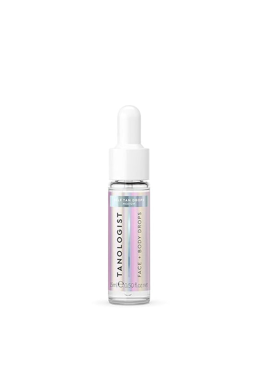 Tanologist Medium Self Tan Drops, Streak-Free Body & Face Tanning Drops, For Moisturizer & Lotion, Natural Bronzing Face Tanner, Skincare Ingredients, 0.50 fl. oz/15ml Bottle