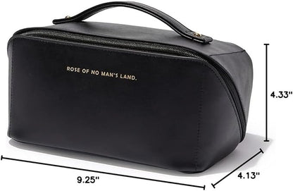 EACHY Travel Makeup Bag,Large Capacity Cosmetic Bags for Women,Waterproof Portable Pouch Open Flat Toiletry Bag Make up Organizer with Divider and Handle