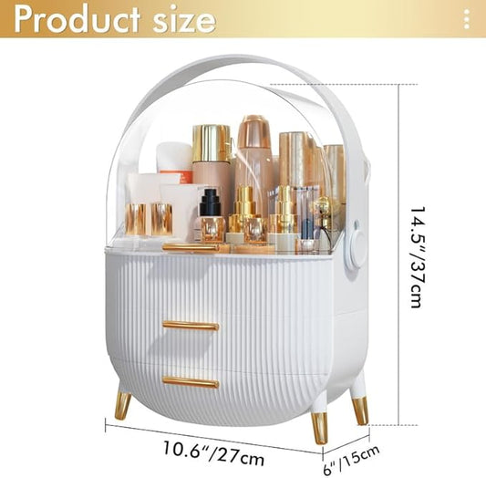 Makeup Organizer Skincare Organizers - Cosmetic Display Cases with Transparent Cover, SkinCare Organizers for Bathroom Countertop, Bedroom Vanity Desk, Lipstick Organizer, White