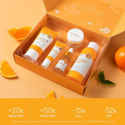 Skin Care Set Vitamin C Women Beauty Gift Sets Skin Care Kit with Cleanser, Toner, Serum, Eye Cream, Face Cream Travel Kit for Women Teen Girls Mom Daughter Birthday TSA-friendly Sizes 5pcs