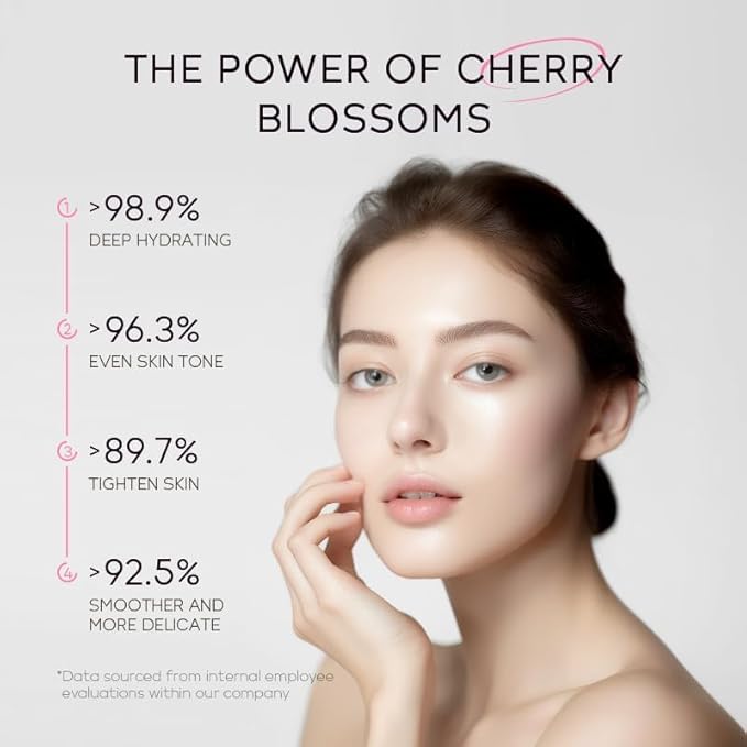 Cherry Blossoms Skin Care Sets, 5 PCS Routine Facial Skin Care for Women Teens Girls, Beauty Gifts Sets, Glow Up, Moisturizing, Even Skin Tone, for All Skin Type