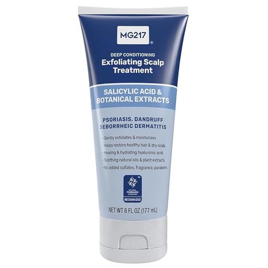 MG217 Deep Conditioning Salicylic Acid Scalp Treatment for Psoriasis, Exfoliates, Heals, Moisturizes, Hyaluronic Acid, Natural Oils, Plant Extracts, Sulfate free, Paraben Free, Fragrance Free, 6 floz
