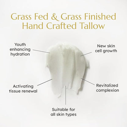 Night Face Balm - Grass Fed Tallow Cream w/Essential Oils. Growth Factors & Stem Cells for Natural Skin Rejuvenation. Collagen and Elastin to Boost Skin Renewal. Clean Beauty, No Additives
