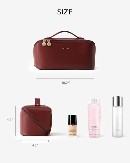 EACHY Travel Makeup Bag,Large Capacity Cosmetic Bags for Women,Waterproof Portable Pouch Open Flat Toiletry Bag Make up Organizer with Divider and Handle