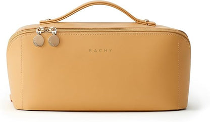 EACHY Travel Makeup Bag,Large Capacity Cosmetic Bags for Women,Waterproof Portable Pouch Open Flat Toiletry Bag Make up Organizer with Divider and Handle