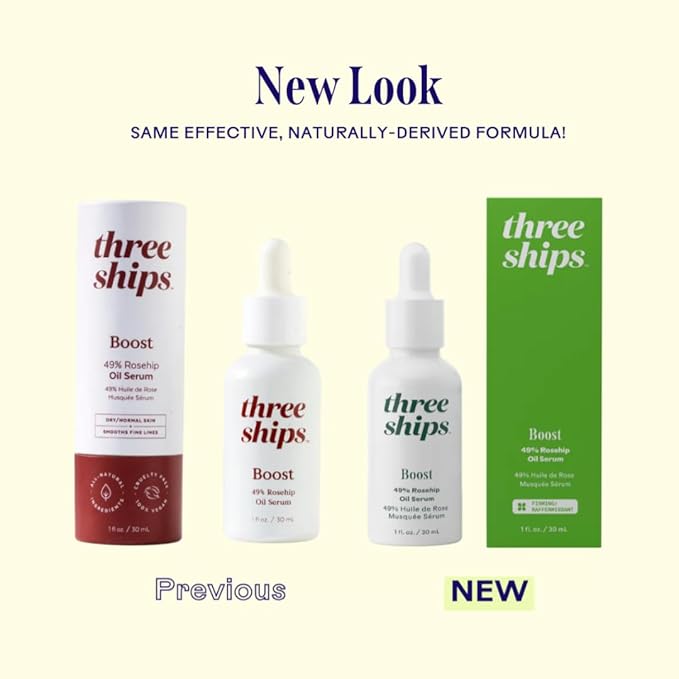 Three Ships Boost 49% Rosehip Oil Serum- Firming Face Serum, Smooths, Hydrates + Protects Skin, Plumps Look of Fine Lines and Reduces Discoloration (1 floz)