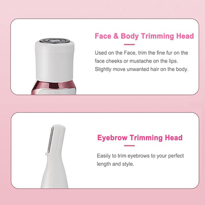 Bikini Trimmer for Women, Electric Razor Hair Shaver for Face Nose Eyebrow Beard Mustache Arm Leg Armpit Bikini, Replaceable Lady Facial Razor, Painless Rechargeable 4 in 1 Women Body Shaver for Trip