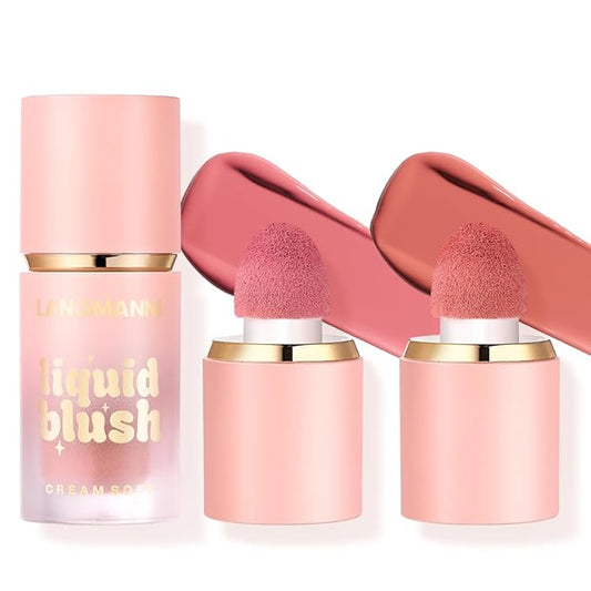 Jolilab Liquid Blush - High Pigment, Long - Lasting, Buildable Color for a Natural Glow（#1+2）