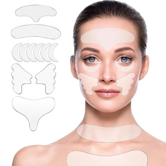 Neck Wrinkle Patches – Reusable Silicone Anti-Wrinkle Pads for Chest, Forehead & Face, Smooth Fine Lines, Frown Lines & Sleep Wrinkles, Overnight Wrinkle Treatment for Women, 11 Pcs