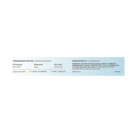 Skylar Salt Air Eau de Parfum - Hypoallergenic & Clean Perfume for Women & Men, Vegan & Safe for Sensitive Skin - Fresh Perfume with Notes of Driftwood, Sea Salt & Seaweed - 10mL /0.33 Fl oz