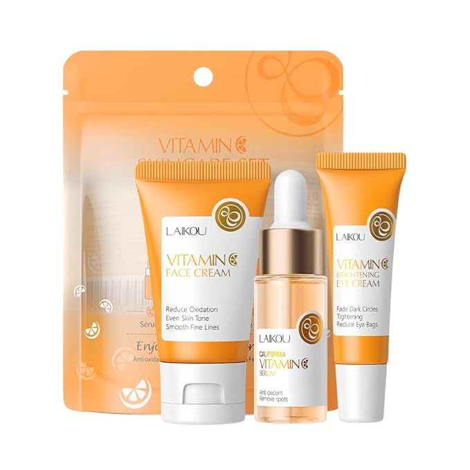 Skin Care Set Vitamin C Beauty Gift Sets Skin Care Kit with Serum, Eye Cream, Face Cream Travel Kit for Women Mom Wife Sister Daughter Teen Girls TSA-friendly Sizes Birthday Gift 3pcs