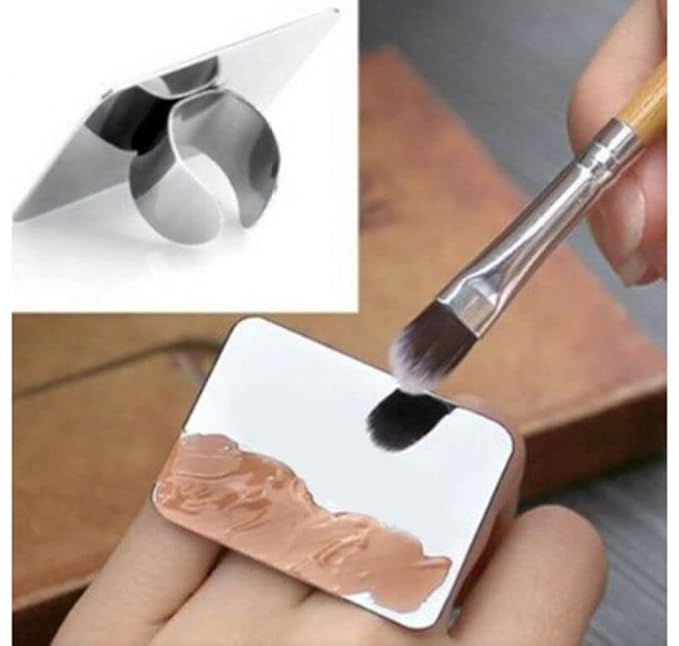 Alipis 2Pcs Nail Art Palette Ring, Stainless Steel