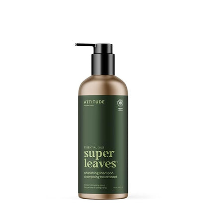 ATTITUDE Nourishing Hair Shampoo with Essential Oils, EWG Verified, Plant and Mineral-Based Ingredients, Vegan Beauty Products, Refillable Aluminum Bottle, Bergamot and Ylang Ylang, 16 Fl Oz