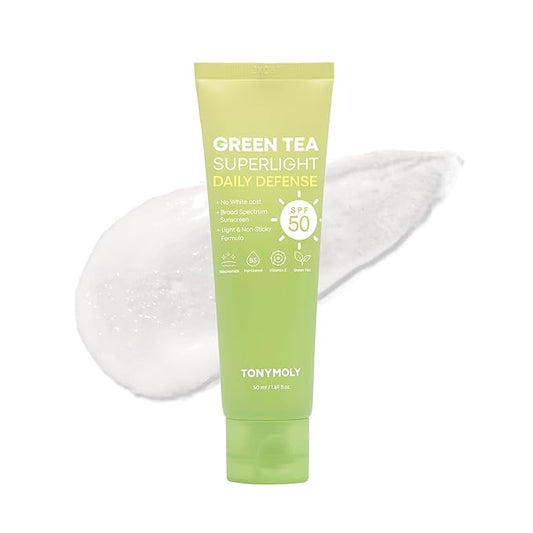 TONYMOLY Green Tea Korean Sunscreen for Face, Travel Size Sunscreen SPF 50, Non-Greasy & No White cast, Daily Broad Spectrum UV Protection with Niacinamide, Panthenol & Hyaluronic Acid, 50ml