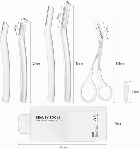 Dermaplaning Tool Set – Facial Razor for Women & Men with Eyebrow Trimmer – Exfoliating Facial Shaver for Peach Fuzz Removal, Skin Refresh & Eyebrow Shaping