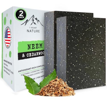 Organic Fungal Neem Soap Bar (2 Pack) - Herbal Body Odor Cleanser, Eczema Soap - Moisturizing, Long-Lasting, Creamy Wash - Gentle Skin Hydration and Care