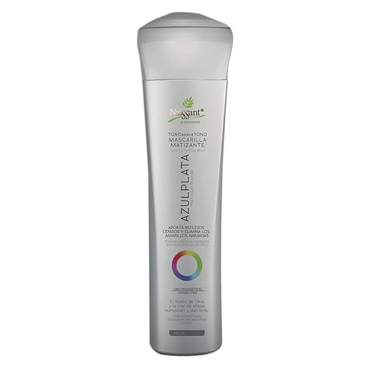 naissant Silver Ash Blonde Hair Blue Toning Mask | Eliminates Brassiness | Neutralizes Yellow & Orange Tones | Paraben, Ammonia & Sulfate Free | Pro-Vitamin B5, Olive Oil & Honey (Azul Plata) 10.1 Fl