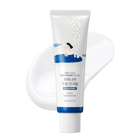 ROUND LAB Birch Juice Moisturizing UV LOCK SPF 45 Broad Spectrum UV Protection – Non-toxic, Lightweight, Oil Free, Organic, Reef Safe, Travel Essential Korean Skincare Sunscreen (1.69 Fl Oz)