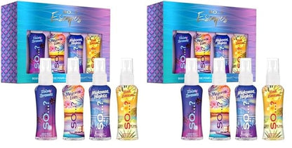 So...? Escapes Body Mist Gift Set - Perfumes for Women - Everyday Body Spray - Vegan, Cruelty-Free - Fragrance Gifts - 4 pcs (Pack of 2)