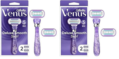 Gillette Venus Deluxe Smooth Swirl Women's Razor Handle + 2 Blade Refills (Pack of 2)