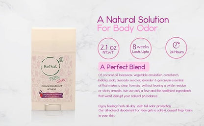All Natural Deodorant For Teen Girls 100% Natural Aluminum-Free Carcinogen Free Kids Deodorant For Girls Clinically Proven To Be Safe For Children and Teenagers