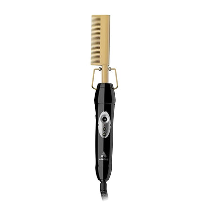 Andis 38335 Professional Heat Ceramic Press Comb for Hair, Straightener - 450F High Heat with Dual Voltage - 20 Adjustable Heat-Settings, 30 Min Auto Shut-Off, Gold, Ceramic Gold