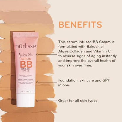 pūrlisse Ageless Glow Serum BB Cream SPF 40 | Deep 1.4oz