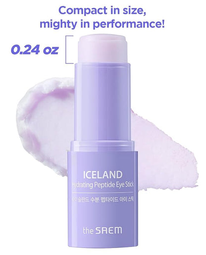 THESAEM Iceland Hydrating Peptide Eye Stick 0.24oz - Elasticity, Cooling, Moisturizing Eye Balm for Loose Skin – Under Eye Treatment - Balm to Smooth Skin Texture - Daisy Flower Scent, 2 Pack