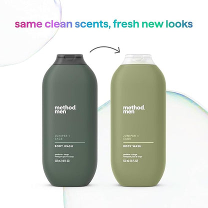 Method Men Body Wash, Juniper + Sage, Paraben and Phthalate Free, 18 FL Oz (Pack of 6)
