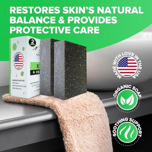 Organic Fungal Neem Soap Bar (2 Pack) - Herbal Body Odor Cleanser, Eczema Soap - Moisturizing, Long-Lasting, Creamy Wash - Gentle Skin Hydration and Care