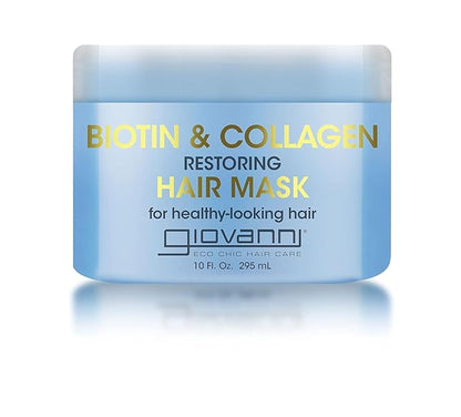 GIOVANNI Biotin & Collagen Hair Mask - Deeply Conditions, Detangles, Helps Rebond Split Ends, For All Hair Types, Moisturizing, Helps Create Shine & Manageability, Cruelty-Free, Salon-Quality - 10 Oz