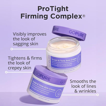 goPure Sculpt & Tone Arm Cream – Firming And Tightening Cream For The Arms, Smooths The Look Of Wrinkles, Deeply Hydrates, Firms The Look Of Crepey Texture On The Arms