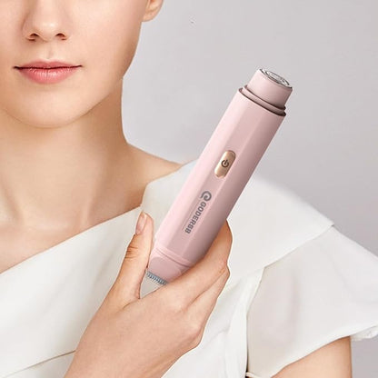 Bikini Shaver Trimmer for Women, Ladies Electric Hair Removal Kit USB Rechargeable Waterproof Facial and Body Epilator Pink