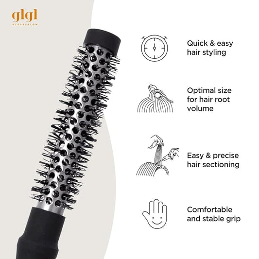 Professional Salon Round Brush with Ceramic Coating for Blow Drying - Salon Blowout Styling. Quick Styling and Voluminous Hair. (0.6 Inch)