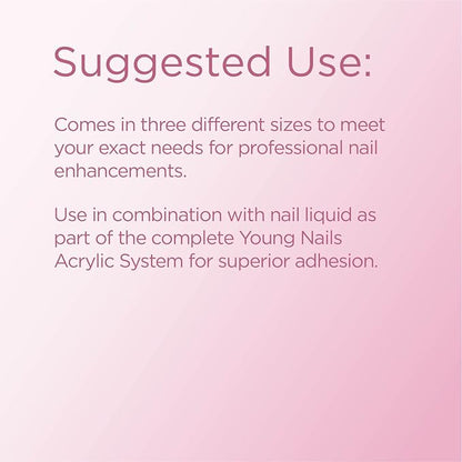 Young Nails Acrylic Powders, Cover - Created for a flawless consistency and superior adhesion - Cover Powder Begins to set in 75 seconds - Available in 45 gram, 85 gram, and 660 gram size options