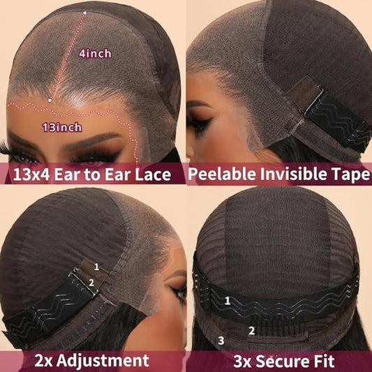 Beauty Forever Kinky Curly 13x4 Pre Everything Glueless Frontal Wig Pre Cut Lace Front Wigs Bye Bye Knots Put on and Go HD Lace Human Hair Wig Pre-Bleached Knots Pre Plucked 150% Density 16 Inch