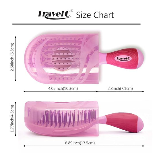 NuWay 4HAIR® U.S. Patented Detangler Hair Brush for Men & Women - Baby Pink | Hair Comb for Scalp Care - Fast Dry Venting Scheme - TravelC Detangling Brush for All Hair Type