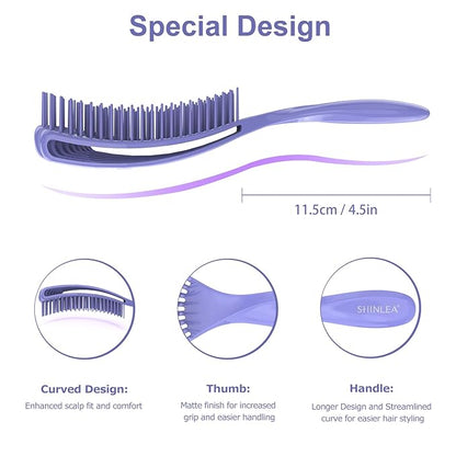 Detangler Brush for Curly Hair, Hairbrush for Wet Dry Thick Thin, Easily Comb Through Curl Hair and Reduces Breakage, Curly Brush for Women Men Kid (Purple)