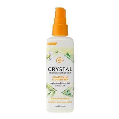 Crystal Essence Mineral Deodorant Spray, Chamomile & Green Tea 4 oz (Pack of 12)