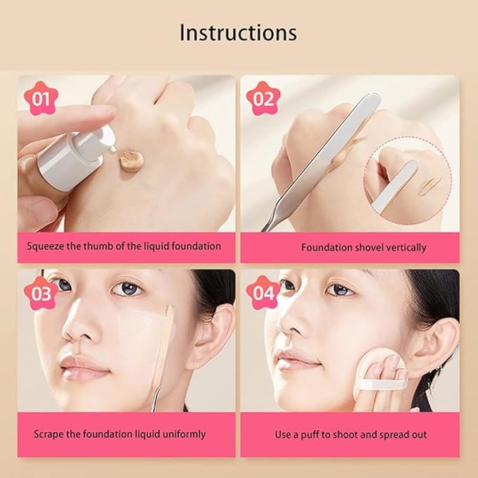 6 Pack Stainless Steel Makeup Spatula Foundation Liquid