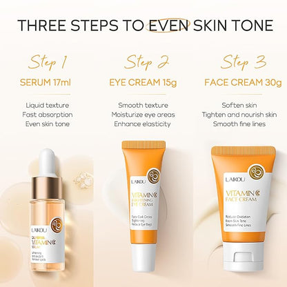 Skin Care Set Vitamin C Beauty Gift Sets Skin Care Kit with Serum, Eye Cream, Face Cream Travel Kit for Women Mom Wife Sister Daughter Teen Girls TSA-friendly Sizes Birthday Gift 3pcs