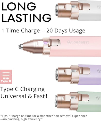 Painless Rechargeable Eyebrow Hair Trimmer: A 2-in-1 Eyebrow Trimmer for women for shaping eyebrows and gently removing unwanted hair from the face chin neck upper lip including peach fuzz