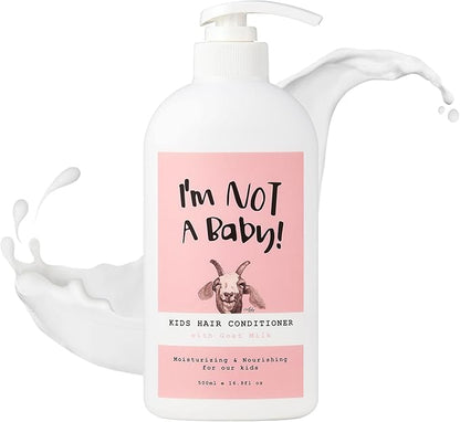 I'm NOT A Baby! Kids Hair Conditioner, Dermatologist Tested, Allergen-Free, Zero Silicon, Goat Milk & Shea Butter, PETA Cruelty-Free, Gentle, 16.9 Fl Oz
