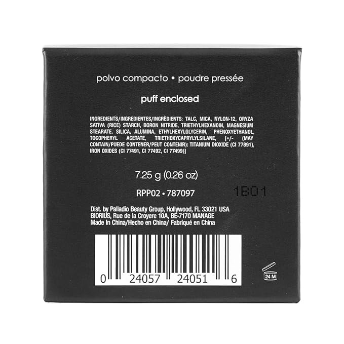 Palladio, Pressed Rice Powder with Mirror Mattifying Makeup
