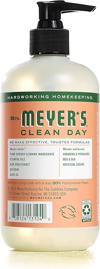 MRS. MEYER'S CLEAN DAY Hand Soap, Geranium, Made with Essential Oils, 12.5 oz- Pack of 2