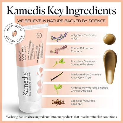KAMEDIS Anti-Dandruff Therapy Shampoo 16.9 Fl Oz. & Botanical Moisturizer Over-Night Scalp Lotion 3.3 Fl Oz. - Remedy For Dry, Itchy, Flaky, Seborrheic Dermatitis and Sensitive Scalp