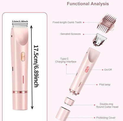 Dermave Bikini Shaver，Womens, Bikini Trimmer for Women, Glow Aura Electric Razor 2-in-1 Women's Body Shaver Dual Head Women's Trimmer for Leg Arm Body Grooming Tool (Purple)