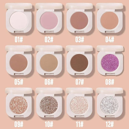 Pressed Single Matte Eyeshadow Palette, Matte nude White Eyeshadow For Old Women, Pigmented Waterproof Sombras Para Ojos, Single Pressed Powder Vegan, Talc, Paraben & Cruelty Free(01)