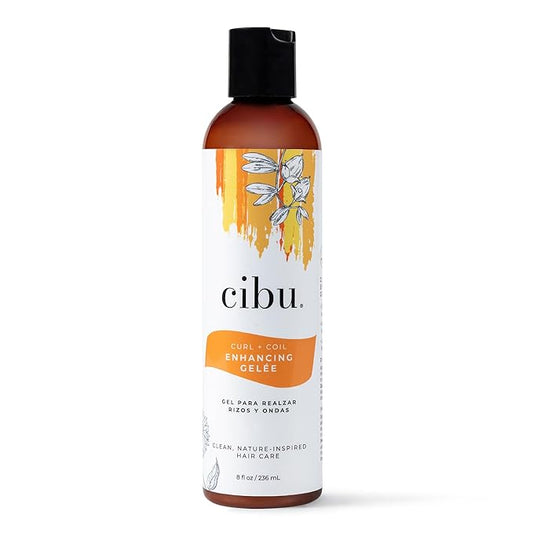 Cibu Curl + Coil Enhancing Gelée | Curl Defining Gel with Jojoba Oil | Curling Jelly for Natural Hair | Curling Gelee for Kinky Curls and Waves | Hair Gel for Curly Hair Women | 8 ounces
